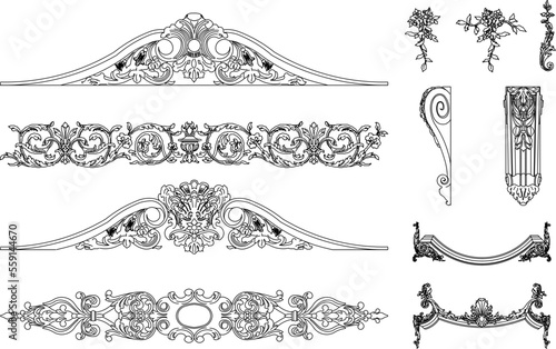 set of sketch vector detailed illustrations of roman classic decoration elements