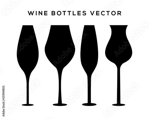 Free vector wine bottles and beer bottles silhouettes set.