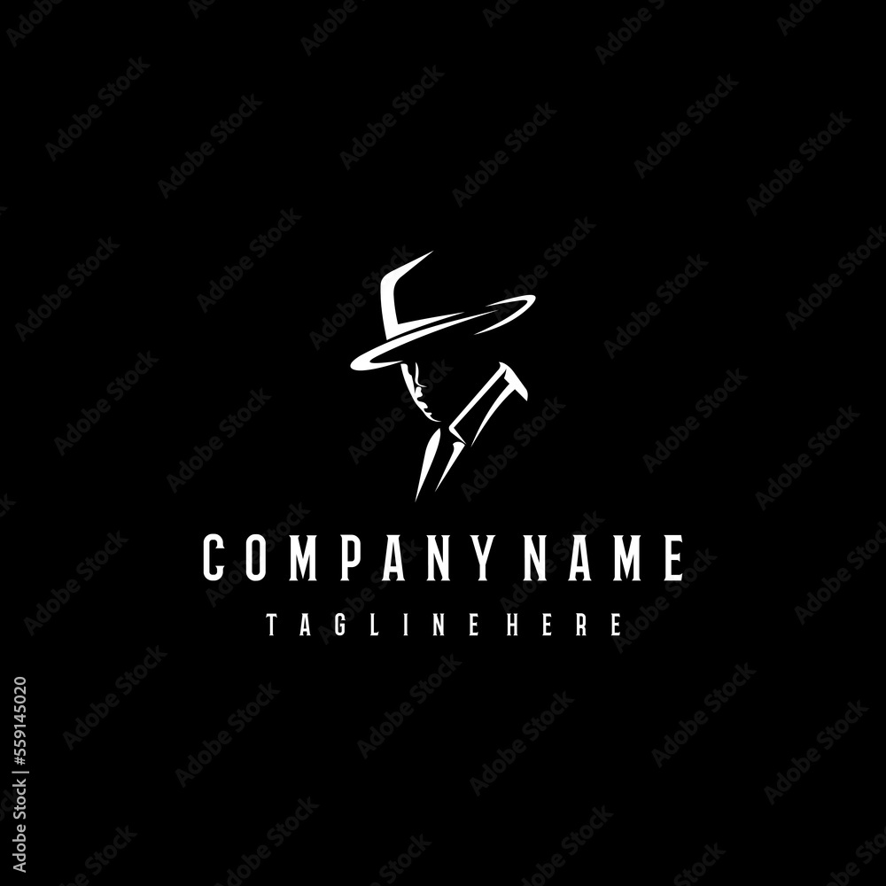 Black Background Man With Hat Silhoutte Outline Agent Artwork Criminal Crime Detective Black Background Man With Hat Silhoutte Outline Agent Artwork Criminal Crime Detective