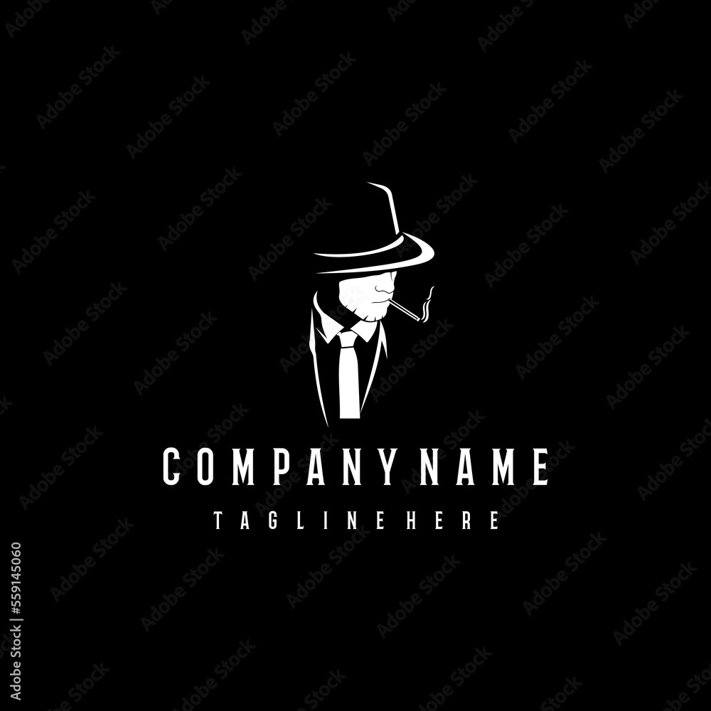 The Man Black Outline Background With Hat Agent Detective Crime Investigation Law Figure Logo Design Vector Inspiration The Man Black Outline Background With Hat Agent Detective Crime Investigation Law Figure Logo Design Vector Inspiration