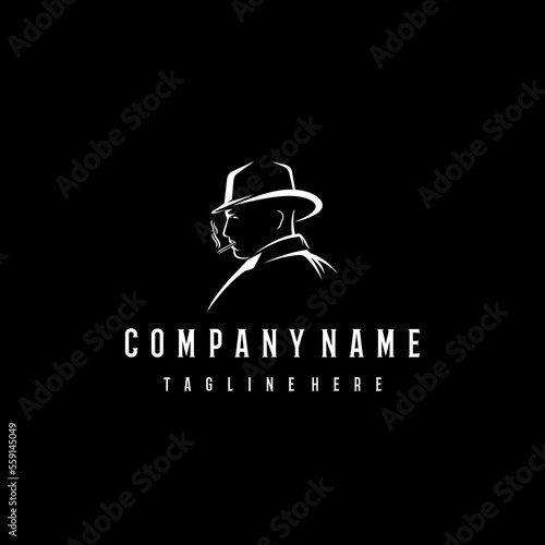 The man of detective logo design icon. The man of detective line art design. The man of detective icon design. The man of detective design inspiration