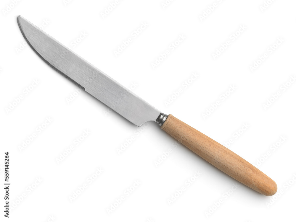 Top view of kitchen knife with wooden handle Top view of kitchen knife with wooden handle