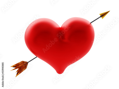 Arrow through heart on transparent background. photo