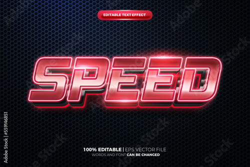 red speed light esport blue glow cinematic 3d editable text effect