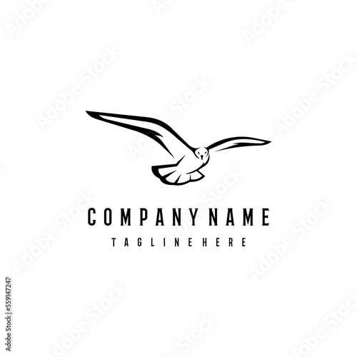 Outline Seagull Bird Animal Flying Graphic Illustration Concept Feather Design Logo Inspiration