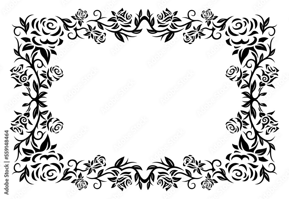 Tribal clip art with black floral frame