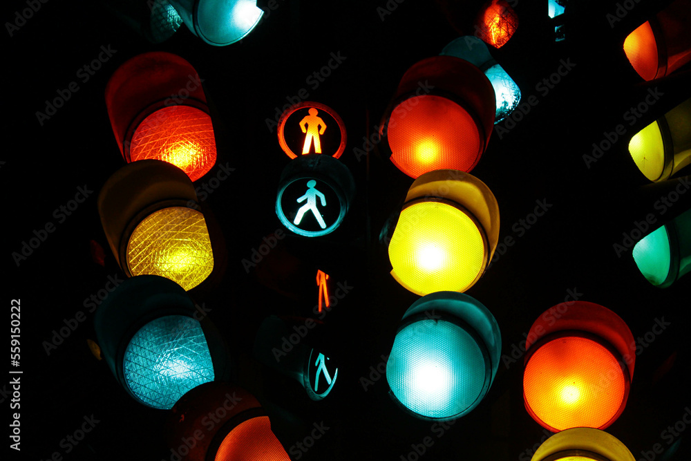 big traffic light. a burning traffic light as an illustration of doubts ...