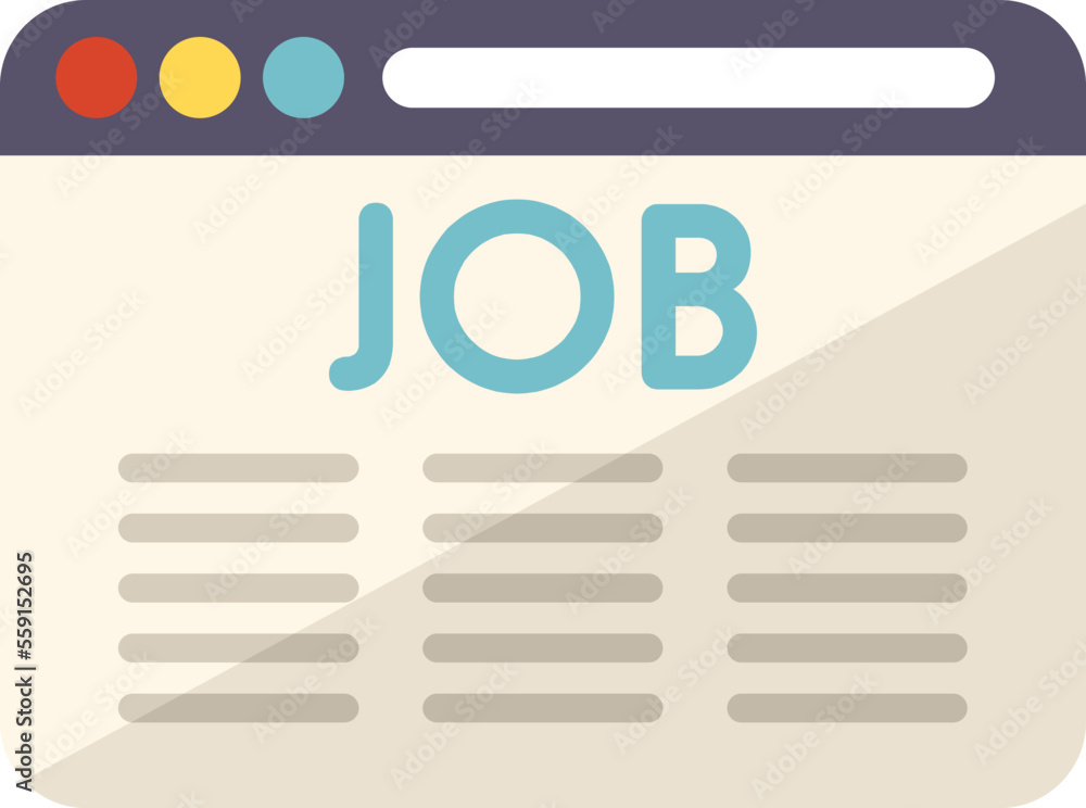 Online job icon flat vector. Search business. Internet work isolated Online job icon flat vector. Search business. Internet work isolated