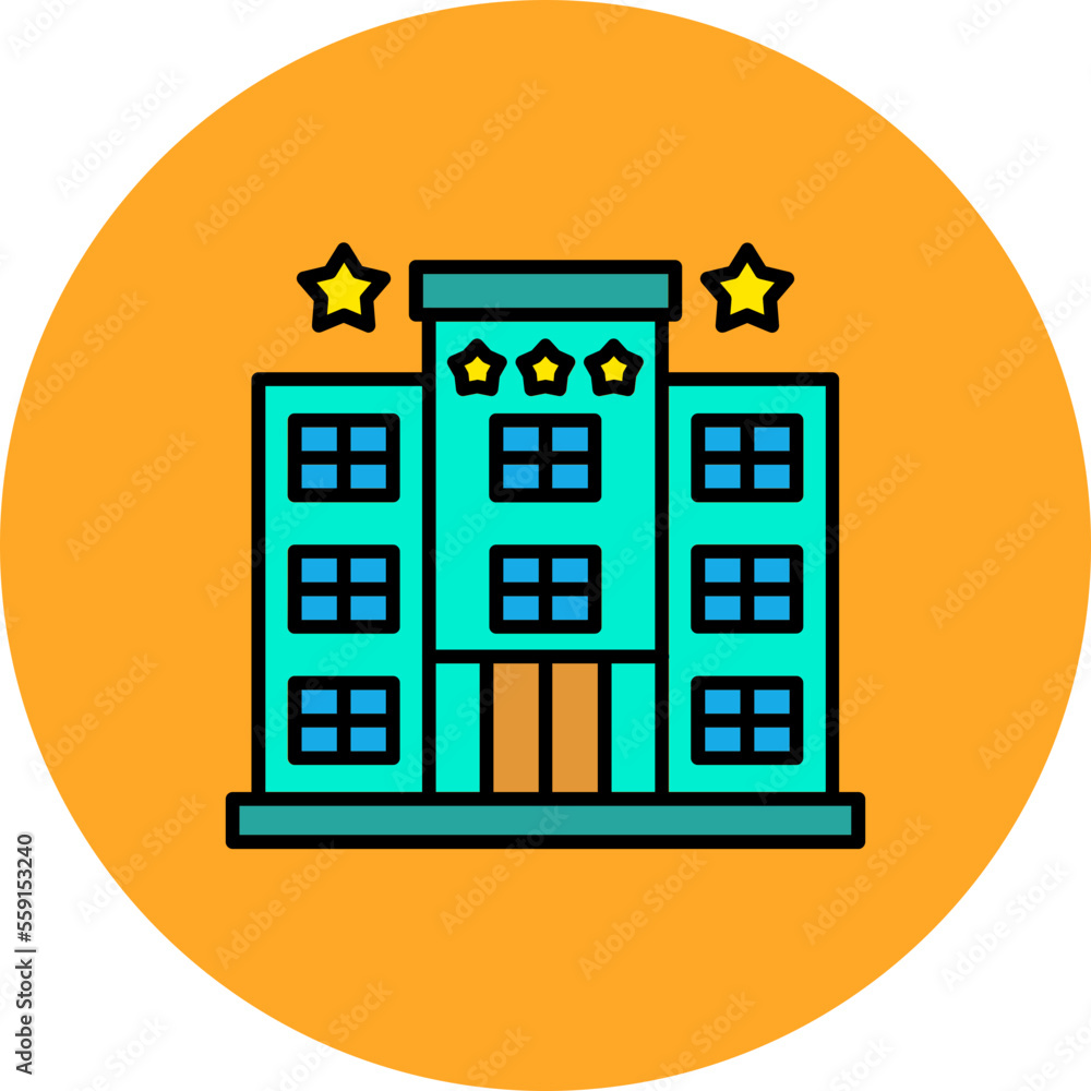 Five Stars Multicolor Circle Filled Line Icon Five Stars Multicolor Circle Filled Line Icon