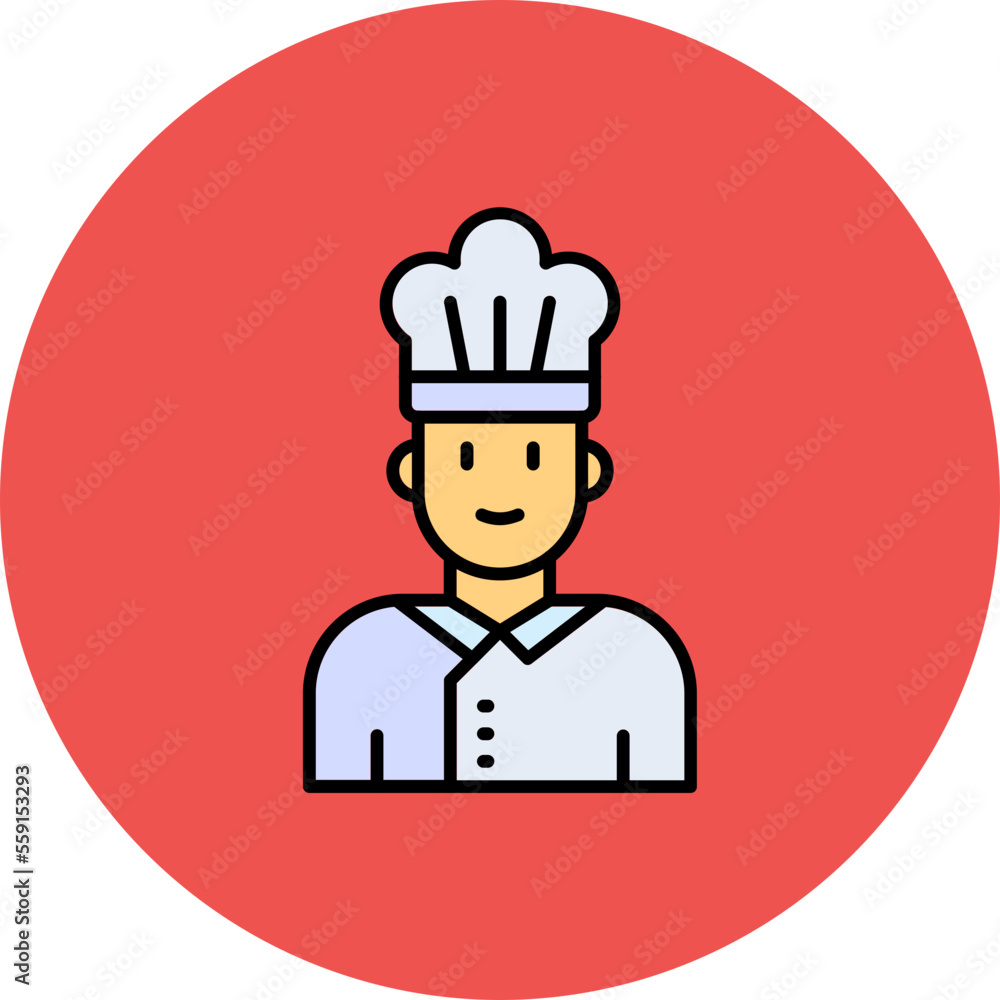 Chef Multicolor Circle Filled Line Icon Chef Multicolor Circle Filled Line Icon