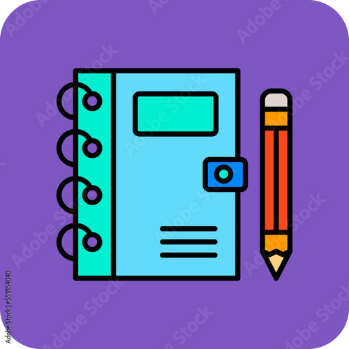 Notebook Multicolor Round Corner Filled Line Icon