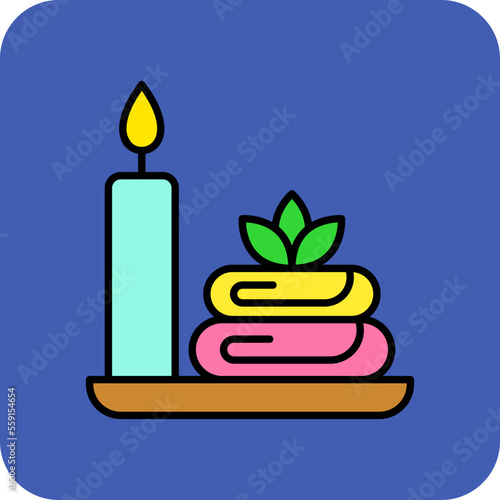 Spa Multicolor Round Corner Filled Line Icon