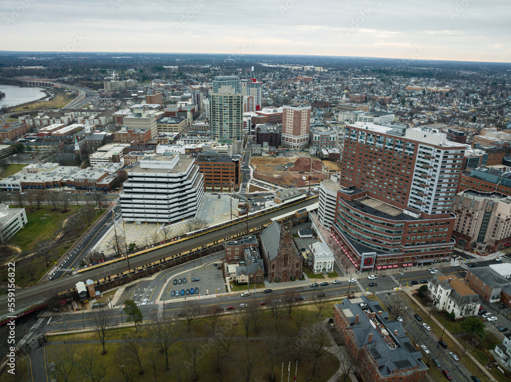Obraz premium Aerial Drone of Rutgers New Brunswick