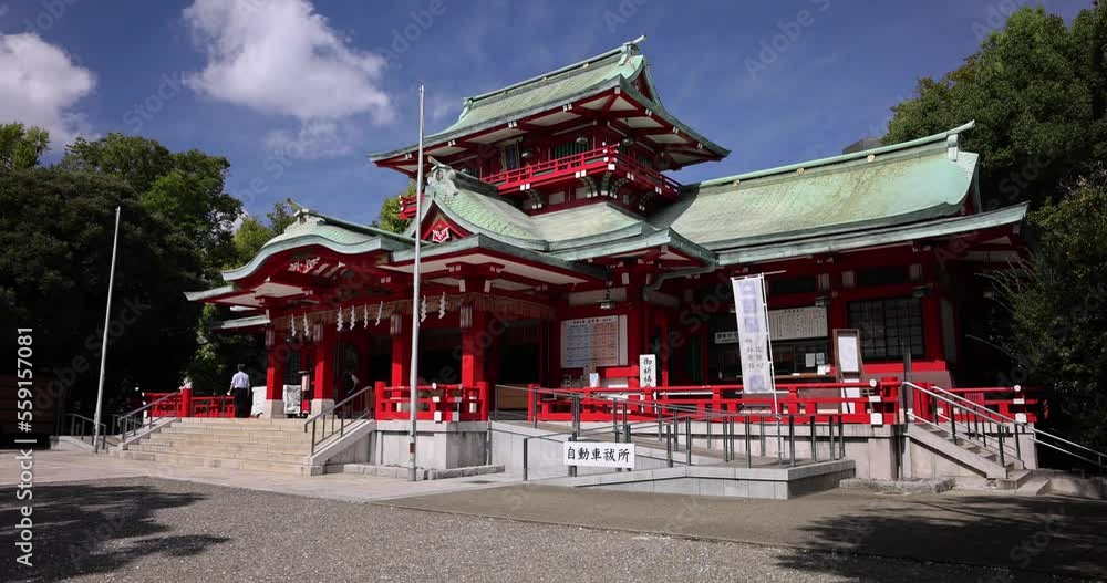 Main temple at Tomioka Shrine wide shot tilt Main temple at Tomioka Shrine wide shot tilt