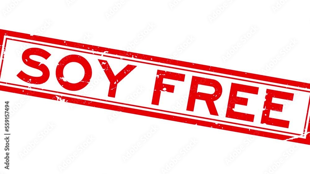 Grunge red soy free word square rubber seal stamp zoom on white background Grunge red soy free word square rubber seal stamp zoom on white background