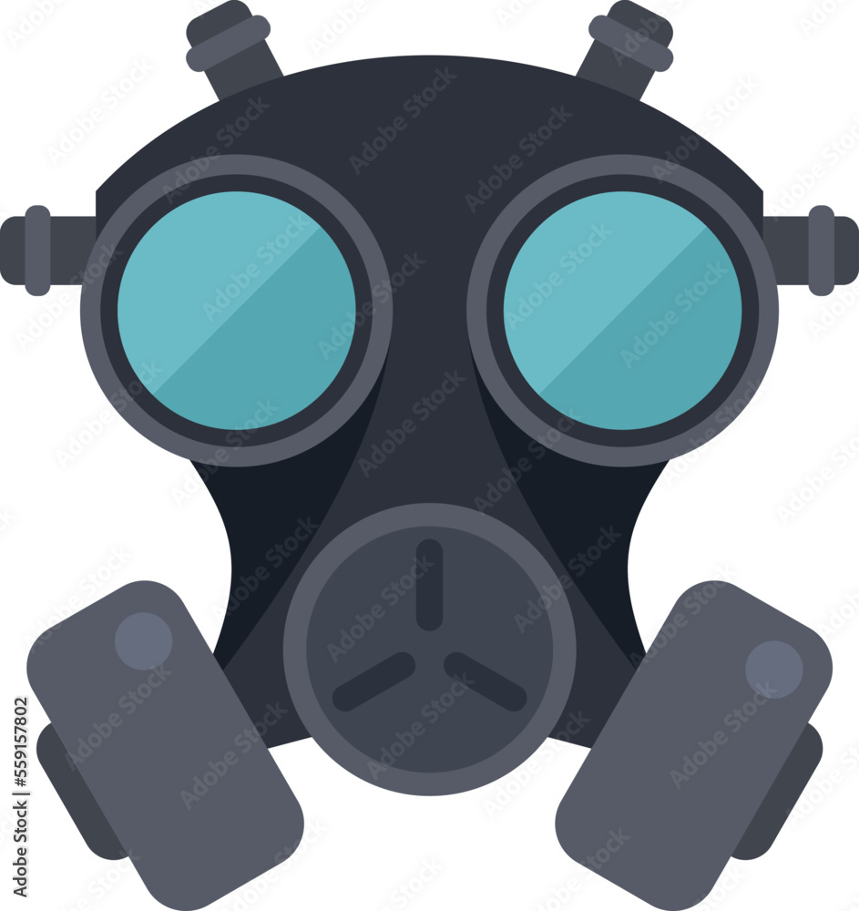 Safety gas mask icon flat vector. Chemical air. Military helmet isolated Safety gas mask icon flat vector. Chemical air. Military helmet isolated