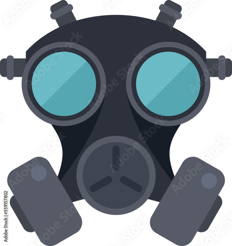Safety gas mask icon flat vector. Chemical air. Military helmet isolated © anatolir
