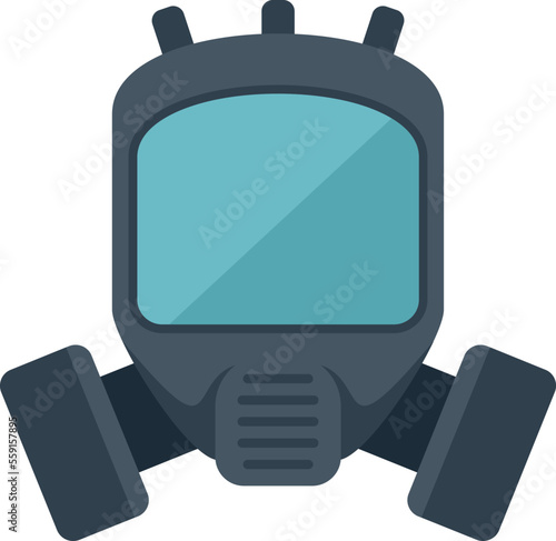 Gas mask helmet icon flat vector. Toxic air. Safety military isolated