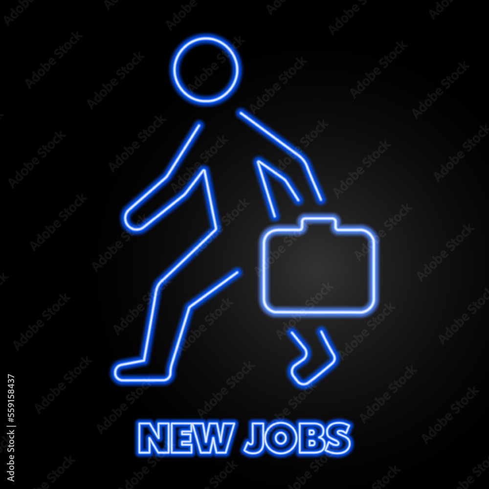new job neon sign, modern glowing banner design, colorful modern design trends on black background. Vector illustration. new job neon sign, modern glowing banner design, colorful modern design trends on black background. Vector illustration.