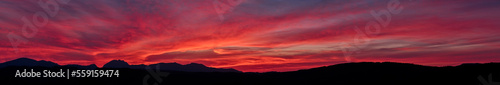 panorama of a sunset in the mountains