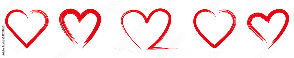Set of ink brush hearts. Vector illustration for your graphic design Set of ink brush hearts. Vector illustration for your graphic design