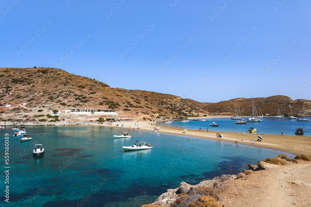 View of Kolona beach, Kythnos, Greece