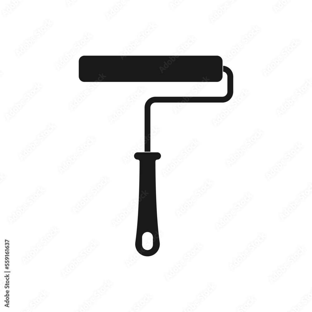 paint roller simple vector icon in flat style on white background paint roller simple vector icon in flat style on white background