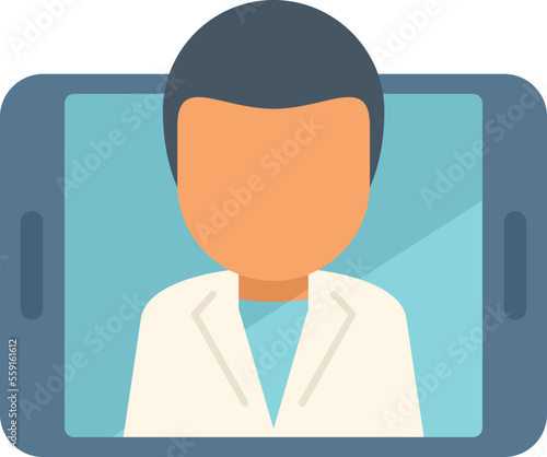 Tablet online doctor icon flat vector. Patient health. Medicine care isolated