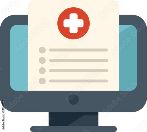 Video internet medicine icon flat vector. Medical care. Phone remote hospital isolated