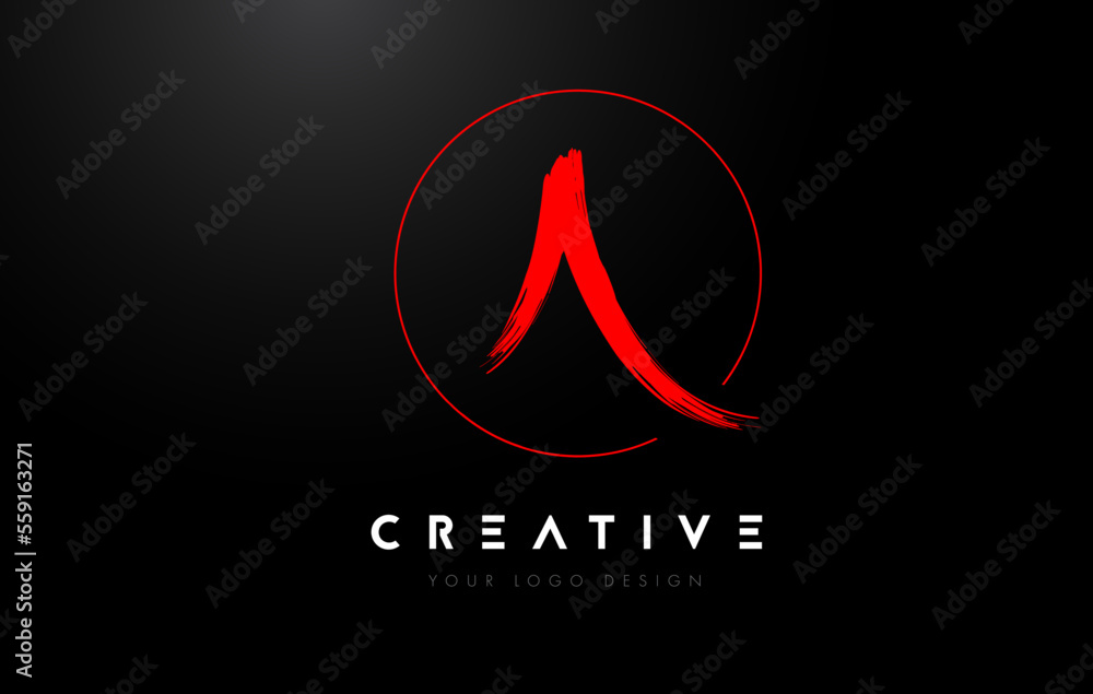 red A Brush Letter Logo Design. Artistic Handwritten Letters Logo Concept.
