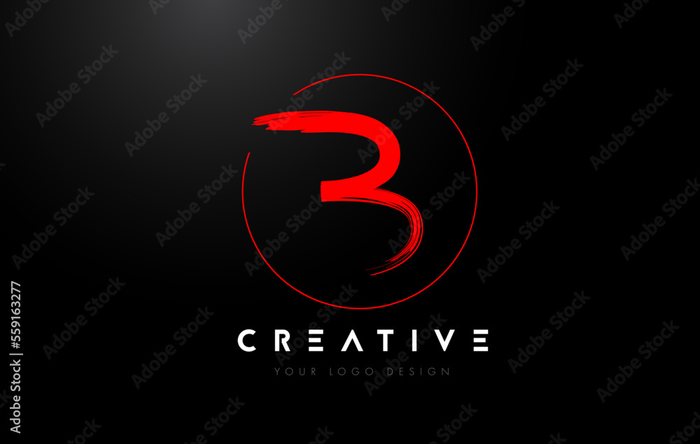 Fototapeta premium Red B Brush Letter Logo Design. Artistic Handwritten Letters Logo Concept.