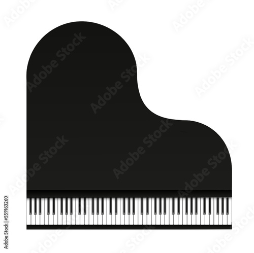 Piano icon. Black grand piano top view. Vector.