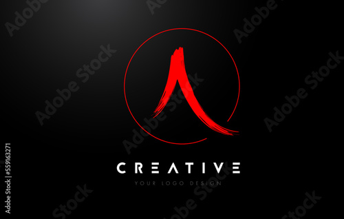 red A Brush Letter Logo Design. Artistic Handwritten Letters Logo Concept.