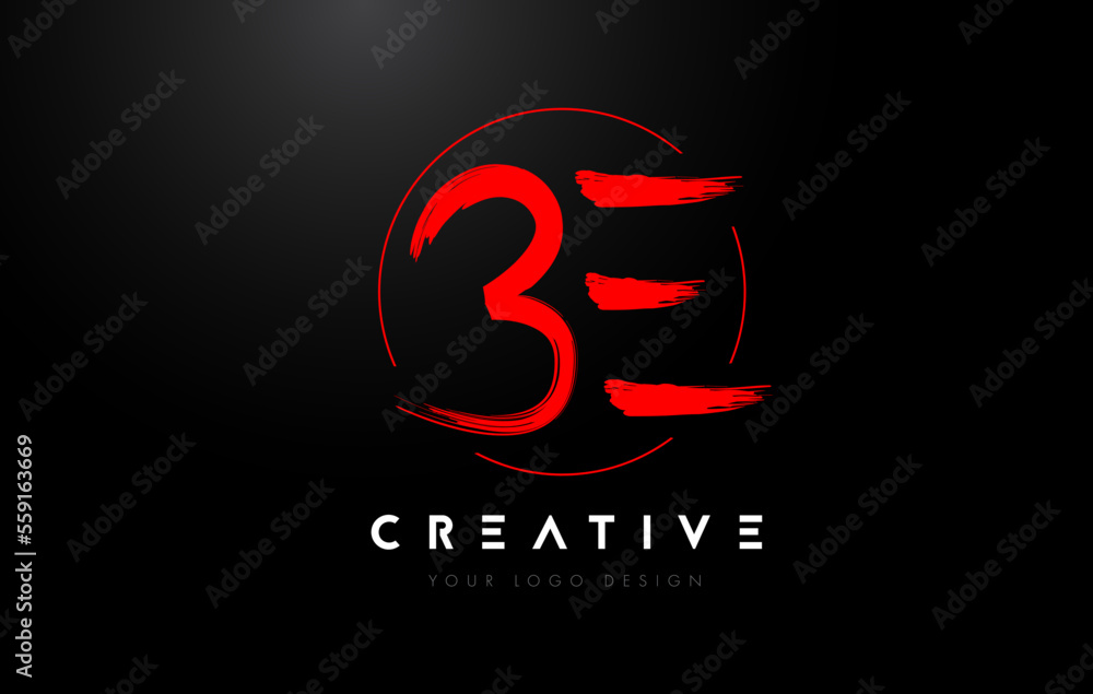 Fototapeta premium Red BE Brush Letter Logo Design. Artistic Handwritten Letters Logo Concept.