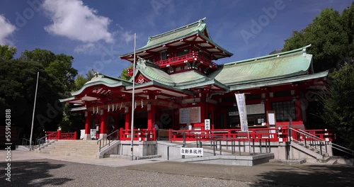 Main temple at Tomioka Shrine wide shot tilt photo