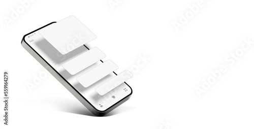 Smartphone mobile app layout in a minimalist style with a presentation of a smartphone application