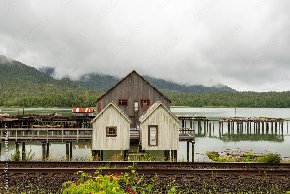 abbandoned old fish factory close to prince Rupert, British Columbia, Canada