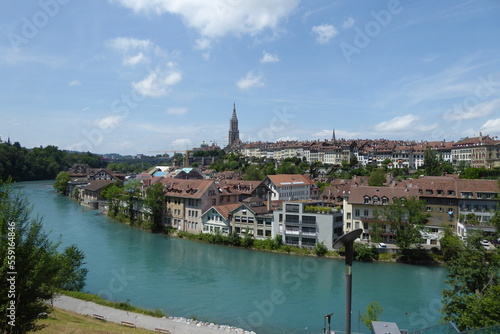 View of the federal capital Bern and the Aare in Switzerland