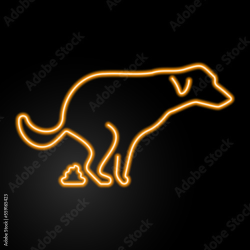 poop dog neon sign  modern glowing banner design  colorful modern design trends on black background. Vector illustration.
