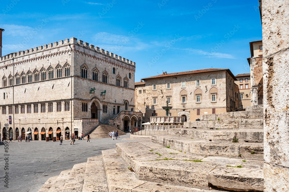 Perugia, Perugia district, Umbria, Italy, November IV square, Priore palace