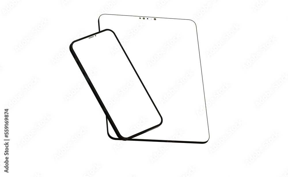 3D brandless tablet with empty screen isolated on white background - mockup 3D brandless tablet with empty screen isolated on white background - mockup