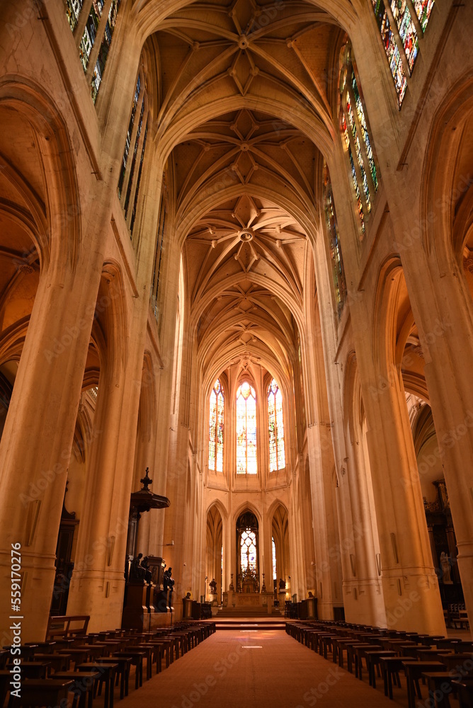 Nef de l'église Saint-Gervais à Paris. France
