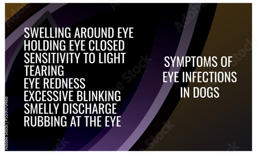 symptoms of eye infection in dogs.  Vector illustration for medical journal or brochure. 