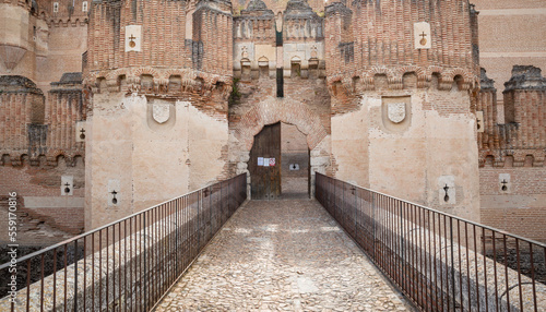 access gate to the castle of Coca town, province of Segovia, Castile and Leon, Spain photo