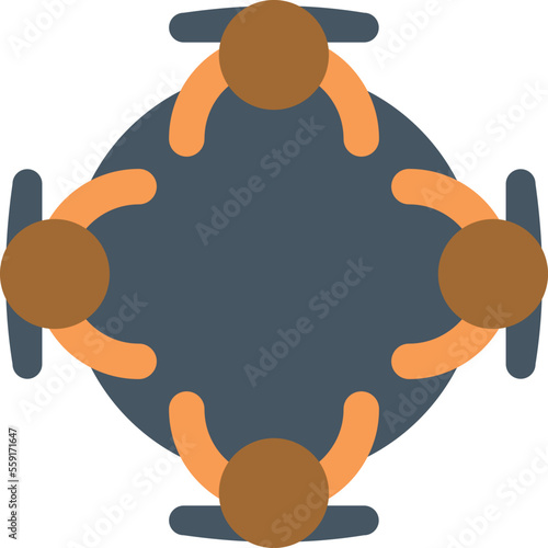 Table forum icon flat vector. Business meeting. People group isolated