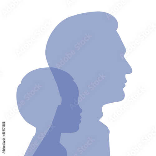 Father and son - male silhouettes. Vector illustration isolated on a white background