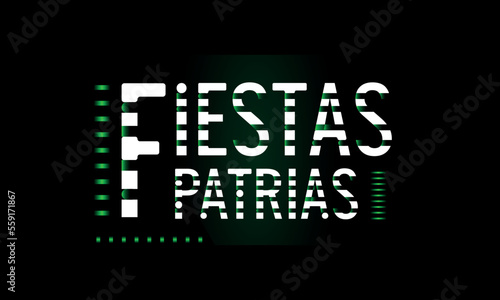 Fiestas Patrias - National Holidays spanish text, Chile theme patriotic celebration banner