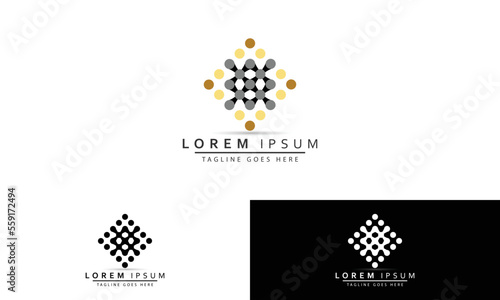 Vector Graphic Geometric Tech Symbol In Gold And Grey