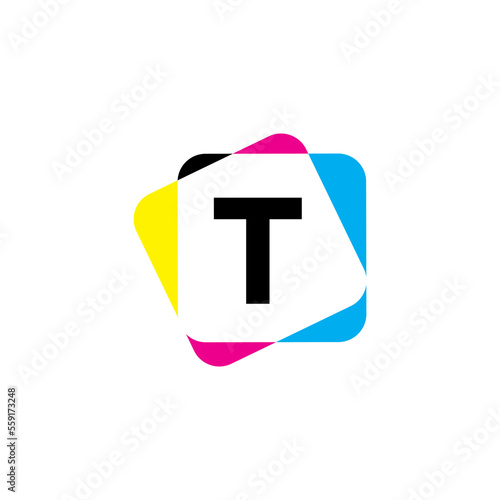 Letter T with CMYK Color Logo Design 002
