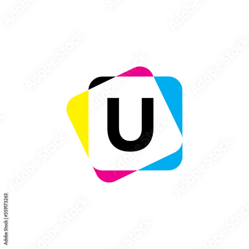 Letter U with CMYK Color Logo Design 002